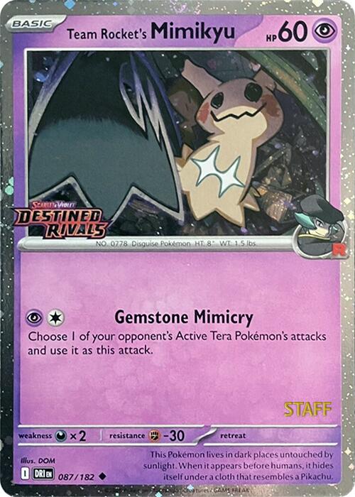 Team Rocket's Mimikyu (087/182) (Prerelease Staff) [Scarlet & Violet: Destined Rivals] | Local Legends