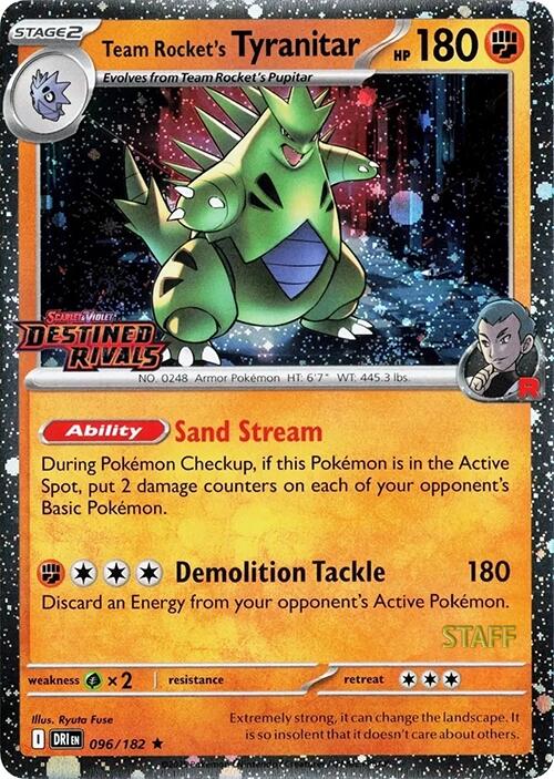 Team Rocket's Tyranitar (096/182) (Prerelease Staff) [Scarlet & Violet: Destined Rivals] | Local Legends