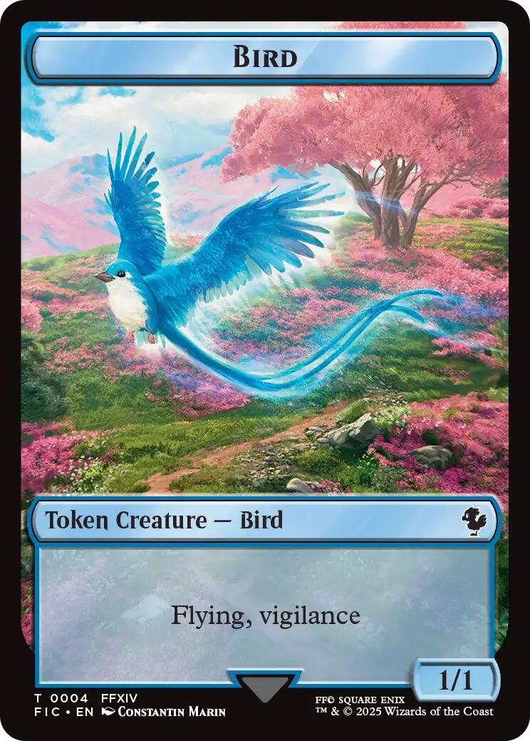 Bird // Hero (0028) Double-Sided Token (Surge Foil) [FINAL FANTASY Commander Tokens] | Local Legends