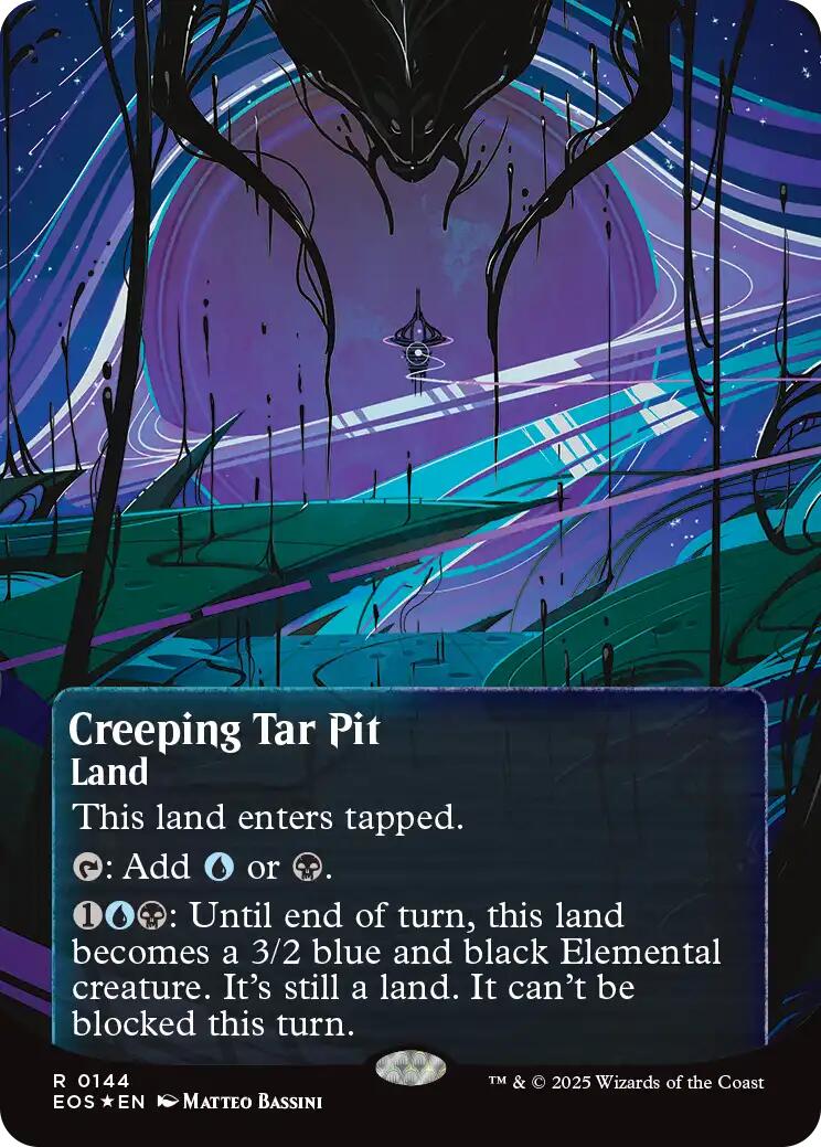Creeping Tar Pit (0144) (Borderless) (Galaxy Foil) [Edge of Eternities: Stellar Sights] | Local Legends