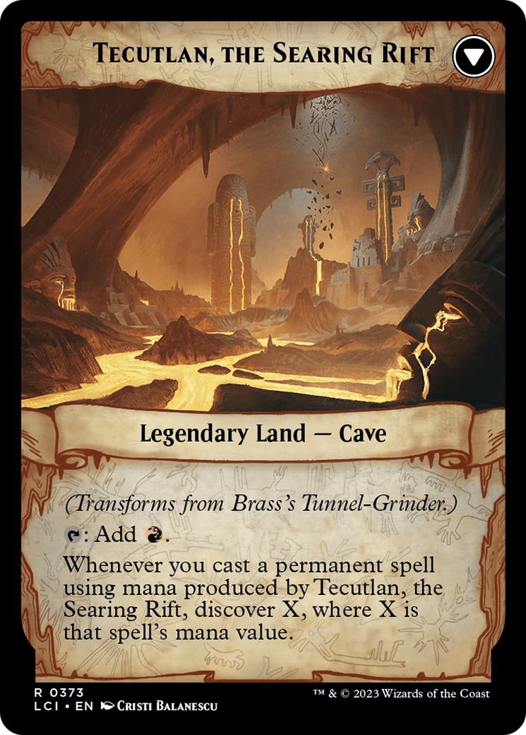 Brass's Tunnel-Grinder // Tecutlan, The Searing Rift (Extended Art) [The Lost Caverns of Ixalan] | Golgari Games