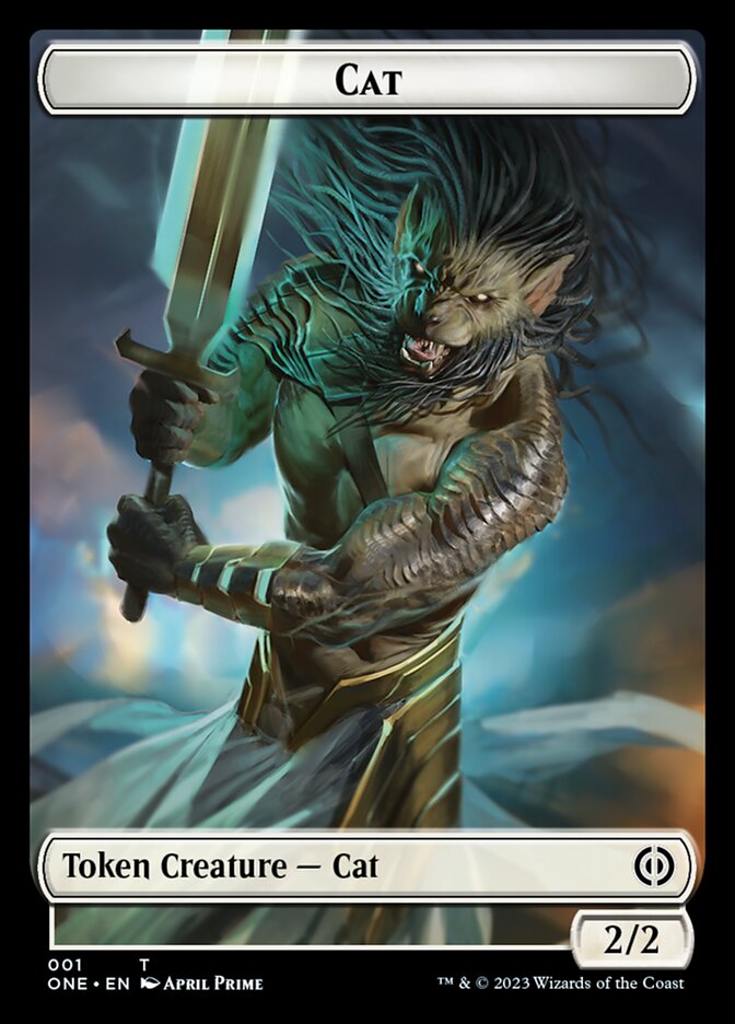 Rebel // Cat Double-Sided Token [Phyrexia: All Will Be One Tokens] | Golgari Games