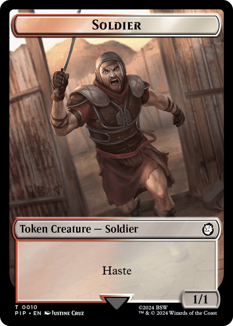 Soldier (0010) // Warrior Double-Sided Token [Fallout Tokens] | Golgari Games