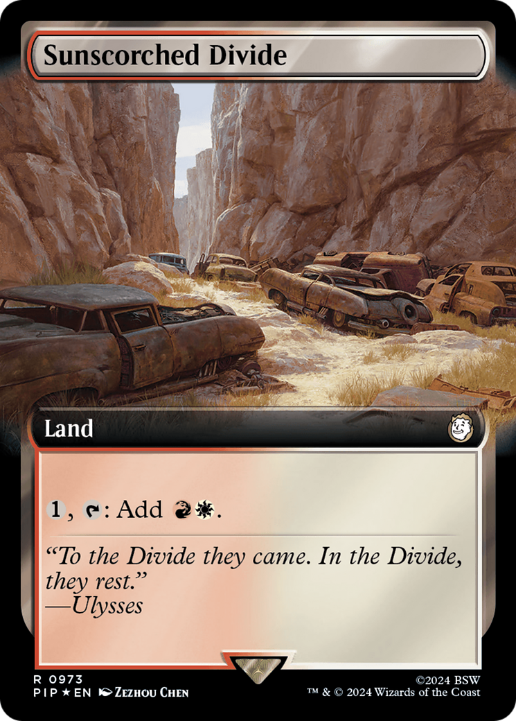 Sunscorched Divide (Extended Art) (Surge Foil) [Fallout] | Local Legends