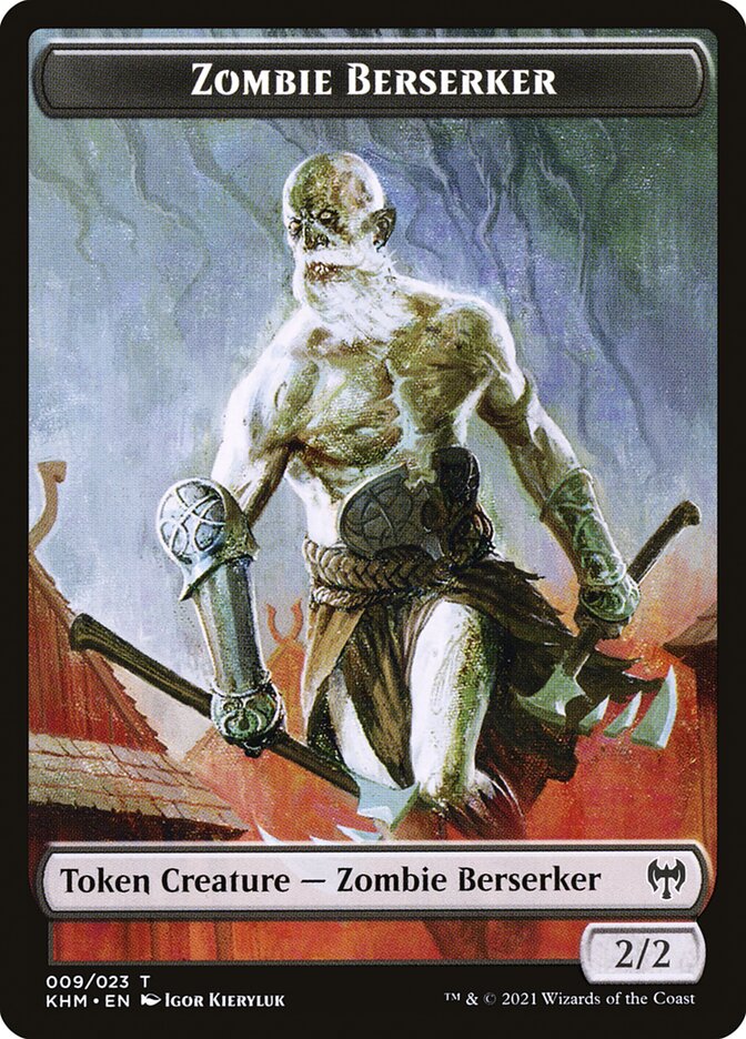 Elf Warrior // Zombie Berserker Double-Sided Token [Kaldheim Tokens] | Local Legends