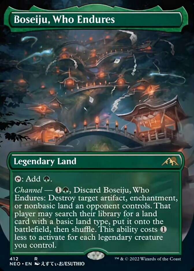 Boseiju, Who Endures (Borderless Alternate Art) [Kamigawa: Neon Dynasty] | Golgari Games