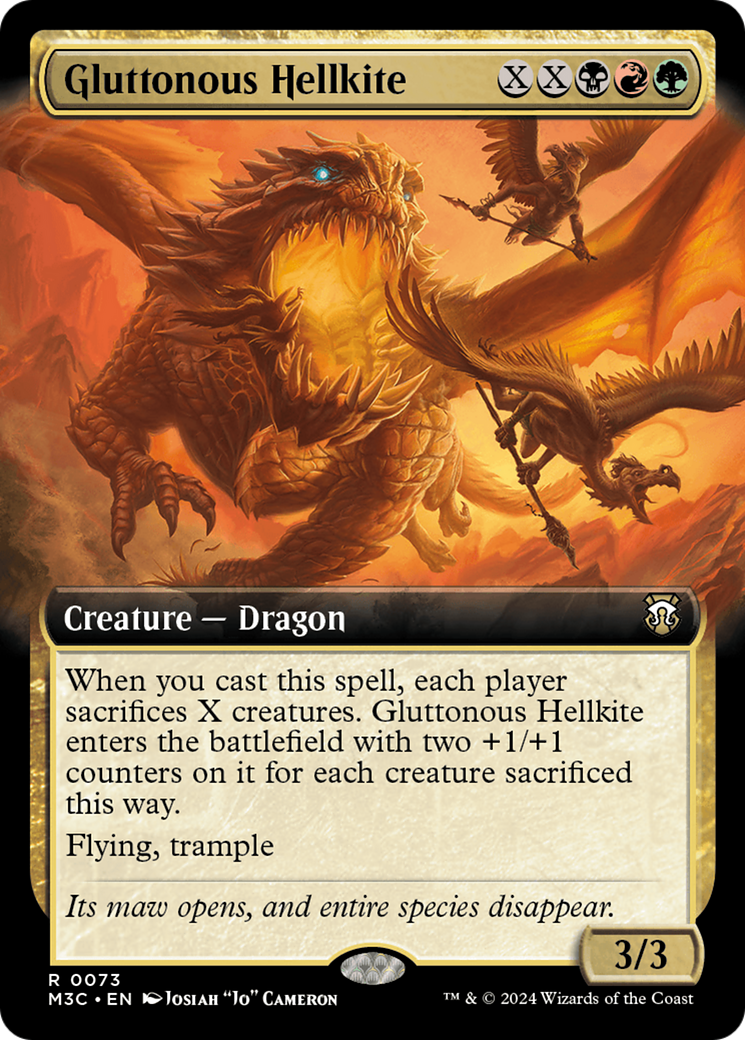 Gluttonous Hellkite (Extended Art) (Ripple Foil) [Modern Horizons 3 Commander] | Local Legends