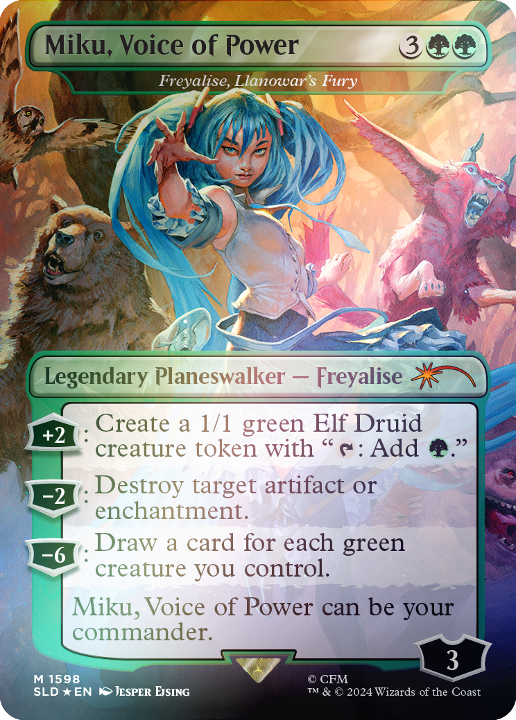 Miku, Voice of Power - Freyalise, Llanowar's Fury (Rainbow Foil) [Secret Lair Drop Series] | Local Legends