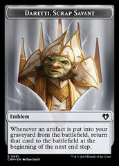 Thopter // Emblem - Daretti, Scrap Savant Double-Sided Token [Commander Masters Tokens] | Local Legends