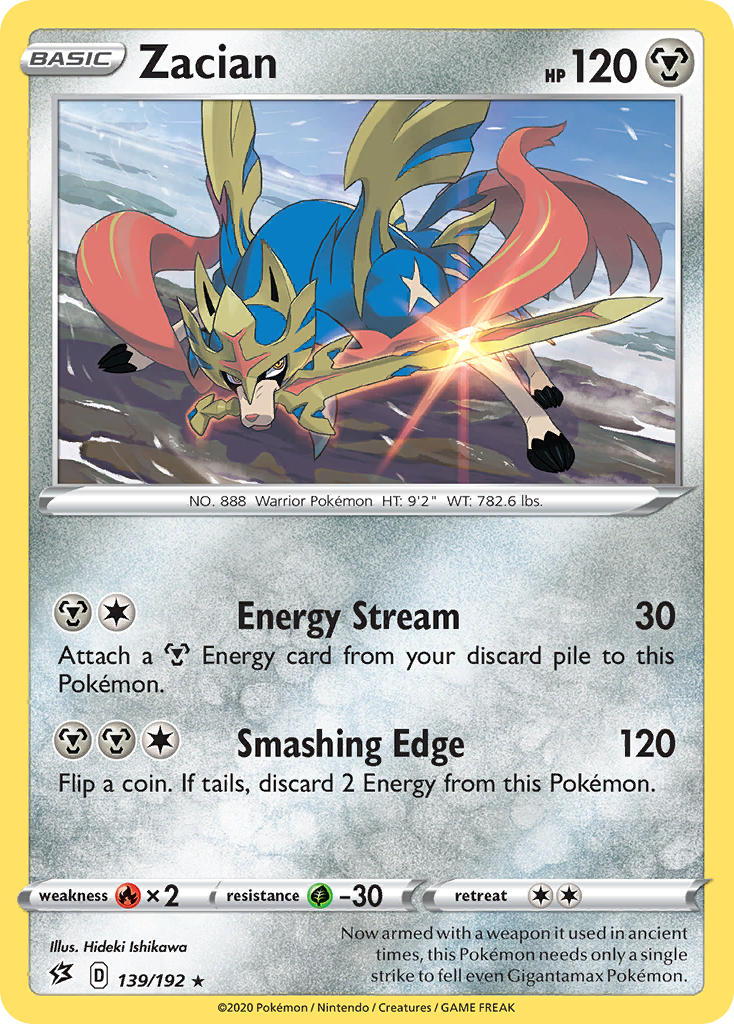 Zacian (139/192) (Cracked Ice Holo) (Theme Deck Exclusives) [Sword & Shield: Rebel Clash] | Golgari Games