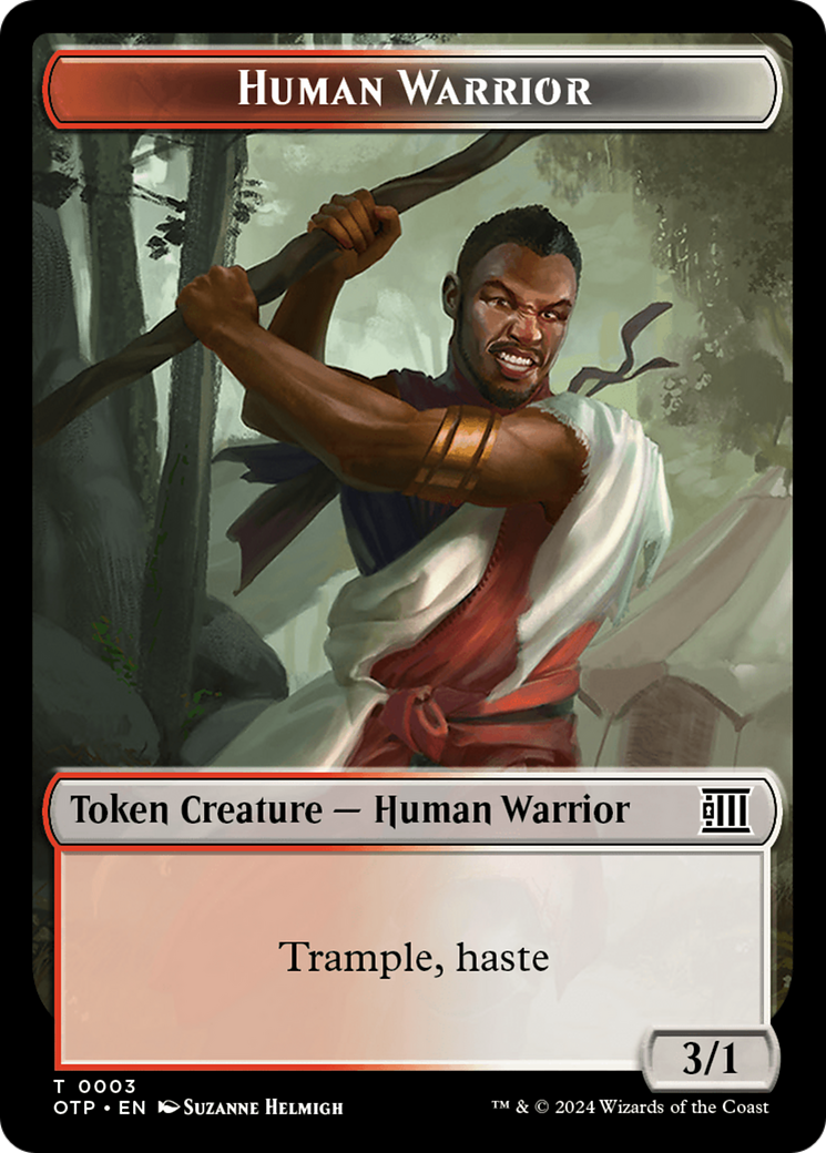 Human Warrior // Plot Double-Sided Token [Outlaws of Thunder Junction: Breaking News Tokens] | Golgari Games