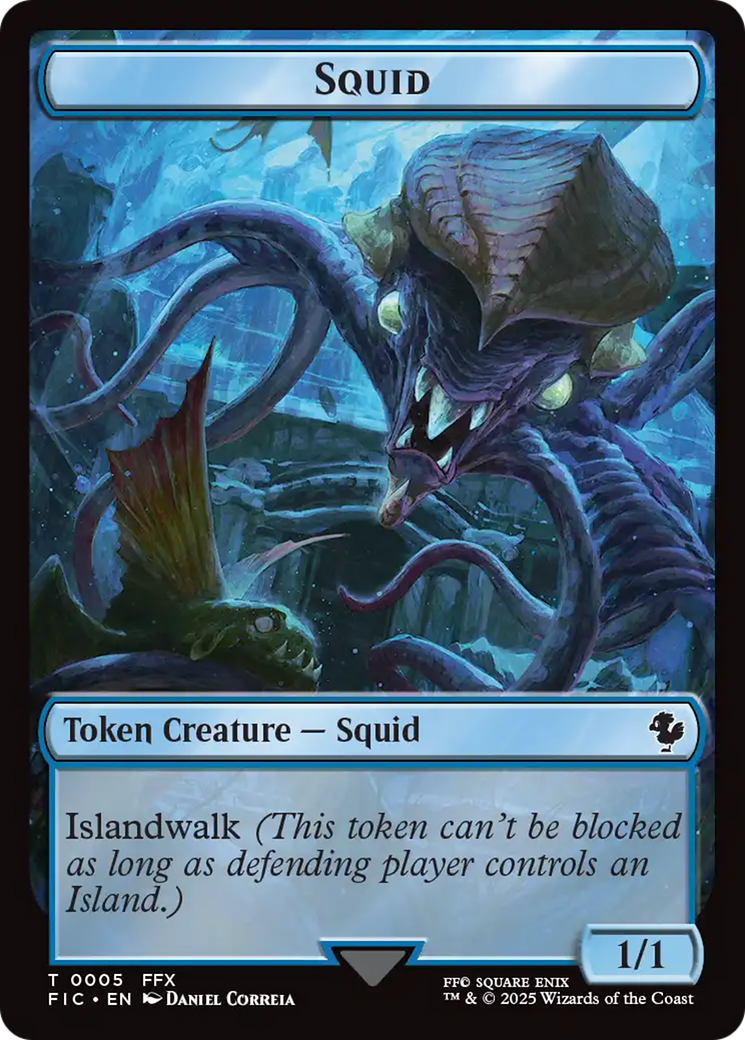 Spirit // Squid Double-Sided Token (Surge Foil) [FINAL FANTASY Commander Tokens] | Local Legends