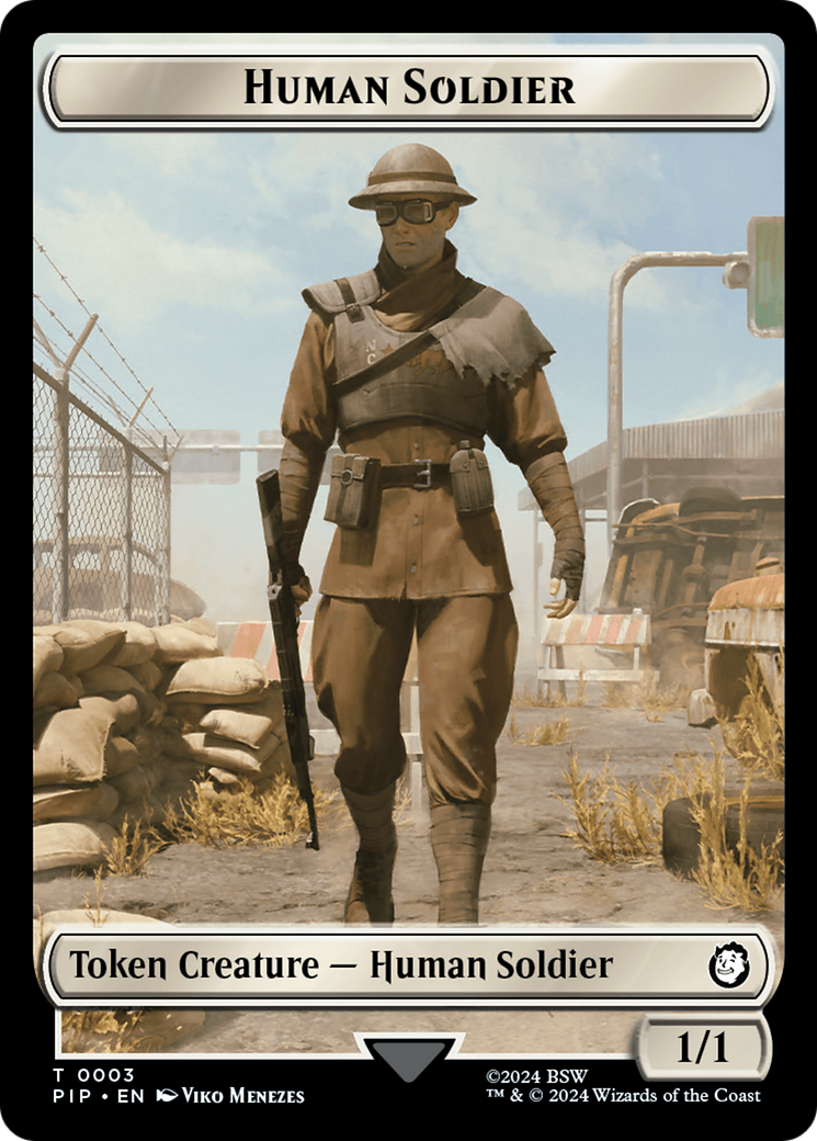 Treasure (0019) // Human Soldier Double-Sided Token [Fallout Tokens] | Golgari Games