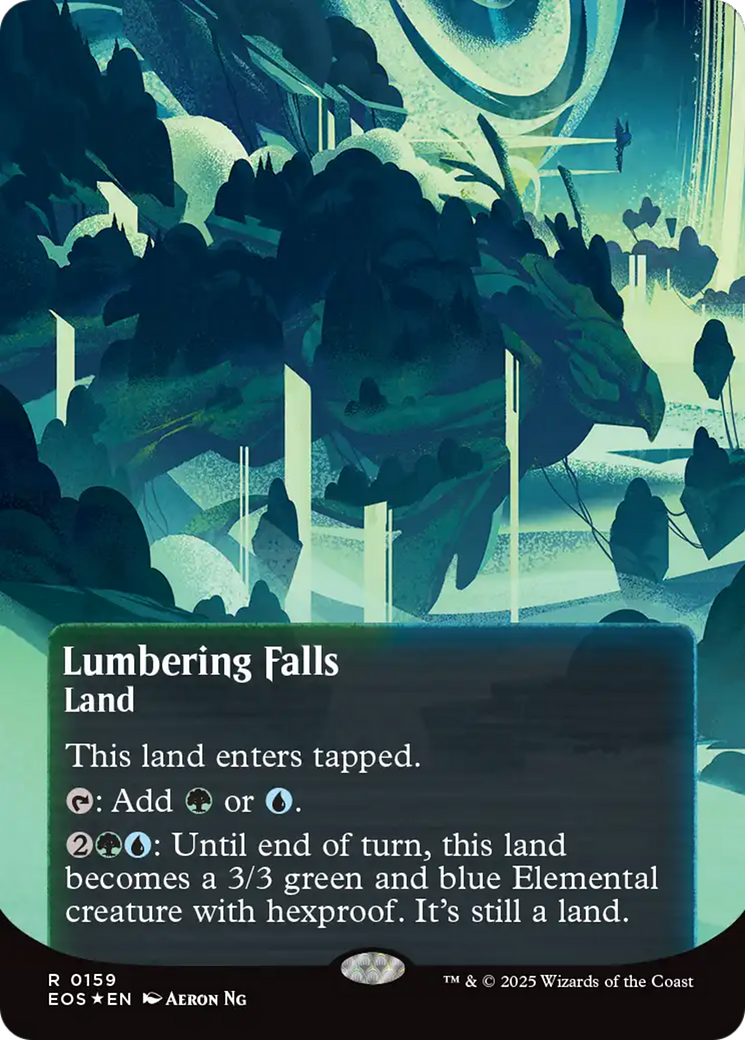 Lumbering Falls (0159) (Borderless) (Galaxy Foil) [Edge of Eternities: Stellar Sights] | Local Legends