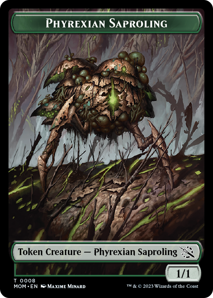 Warrior // Phyrexian Saproling Double-Sided Token [March of the Machine Tokens] | Golgari Games