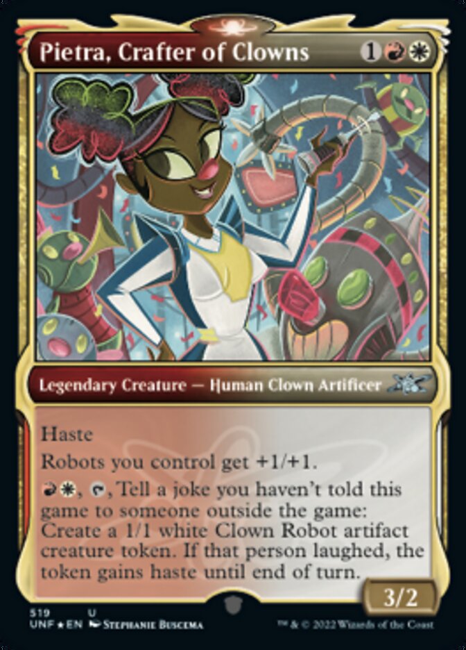 Pietra, Crafter of Clowns (Showcase) (Galaxy Foil) [Unfinity] | Golgari Games