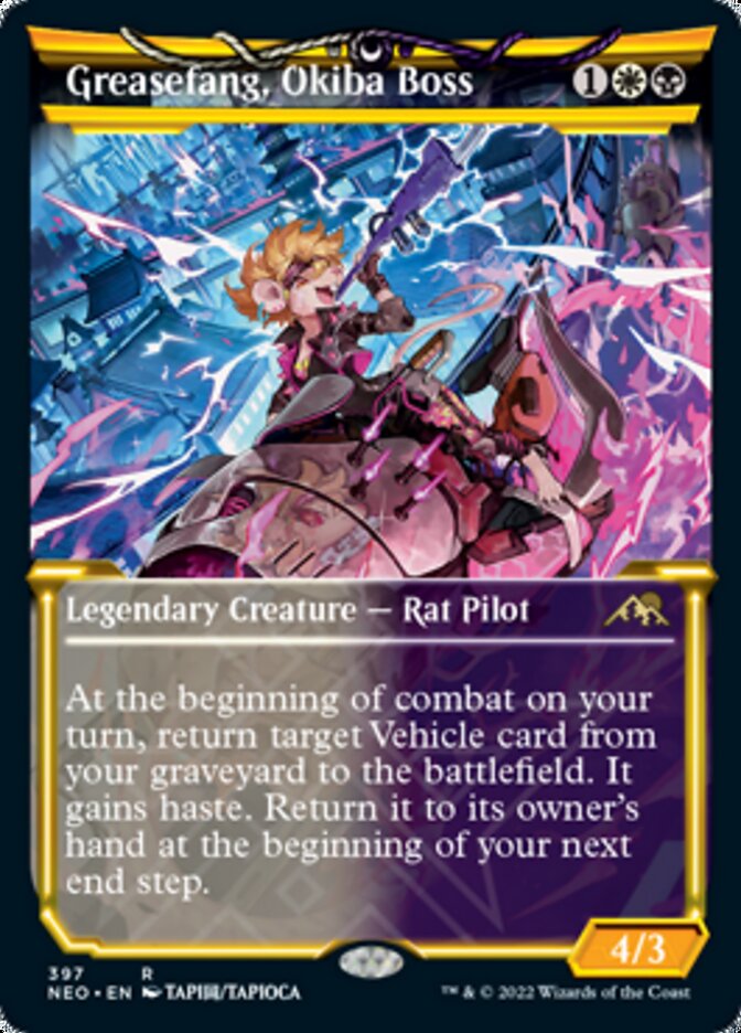 Greasefang, Okiba Boss (Showcase Soft Glow) [Kamigawa: Neon Dynasty] | Local Legends
