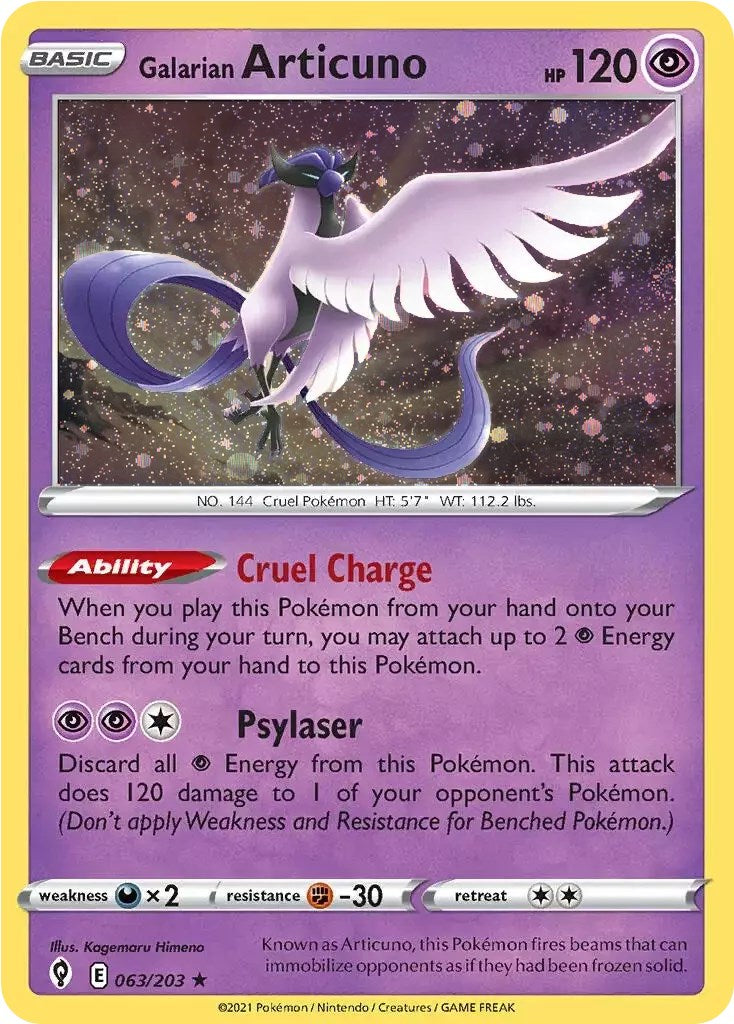 Galarian Articuno (063/203) (Cosmos Holo) [Sword & Shield: Evolving Skies] | Golgari Games