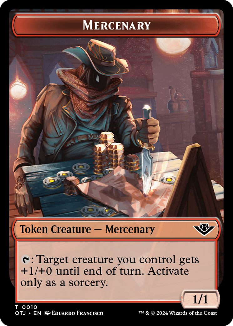 Mercenary // Treasure Double-Sided Token [Outlaws of Thunder Junction Tokens] | Golgari Games