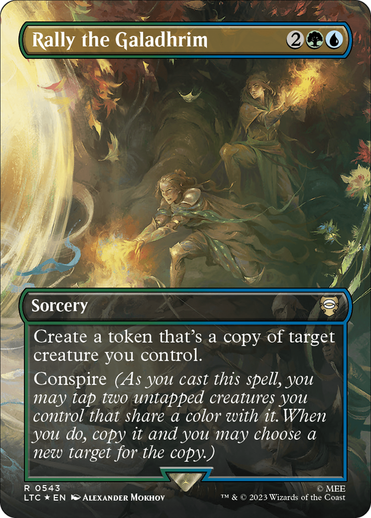 Rally the Galadhrim (Borderless) (Surge Foil) [The Lord of the Rings: Tales of Middle-Earth Commander] | Local Legends