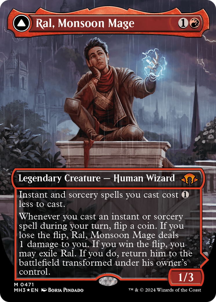 Ral, Monsoon Mage // Ral, Leyline Prodigy (Borderless) (Textured Foil) [Modern Horizons 3] | Local Legends
