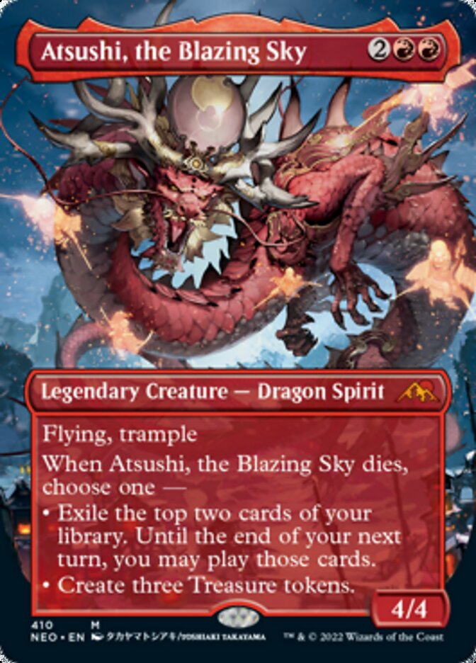 Atsushi, the Blazing Sky (Borderless Alternate Art) [Kamigawa: Neon Dynasty] | Golgari Games