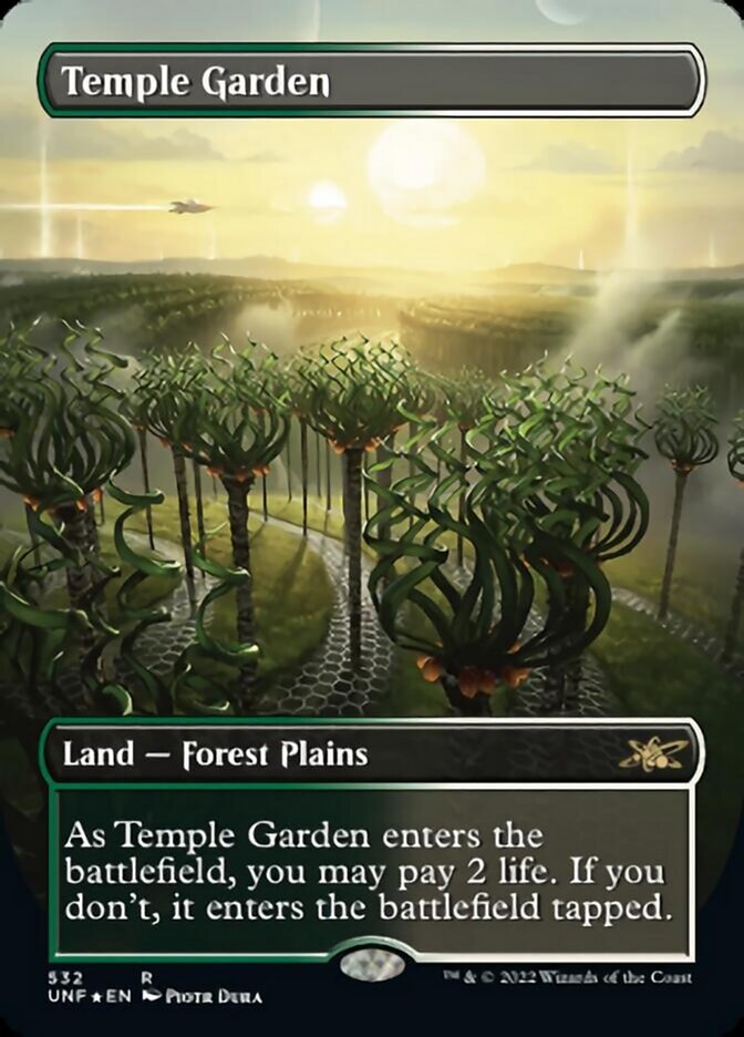 Temple Garden (Borderless) (Galaxy Foil) [Unfinity] | Golgari Games