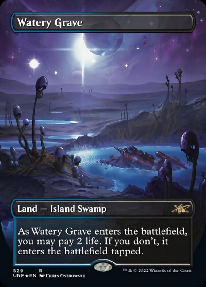 Watery Grave (Borderless) (Galaxy Foil) [Unfinity] | Golgari Games