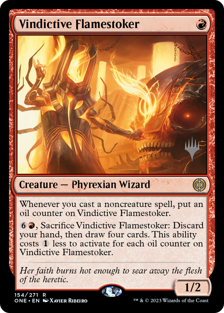 Vindictive Flamestoker (Promo Pack) [Phyrexia: All Will Be One Promos] | Local Legends