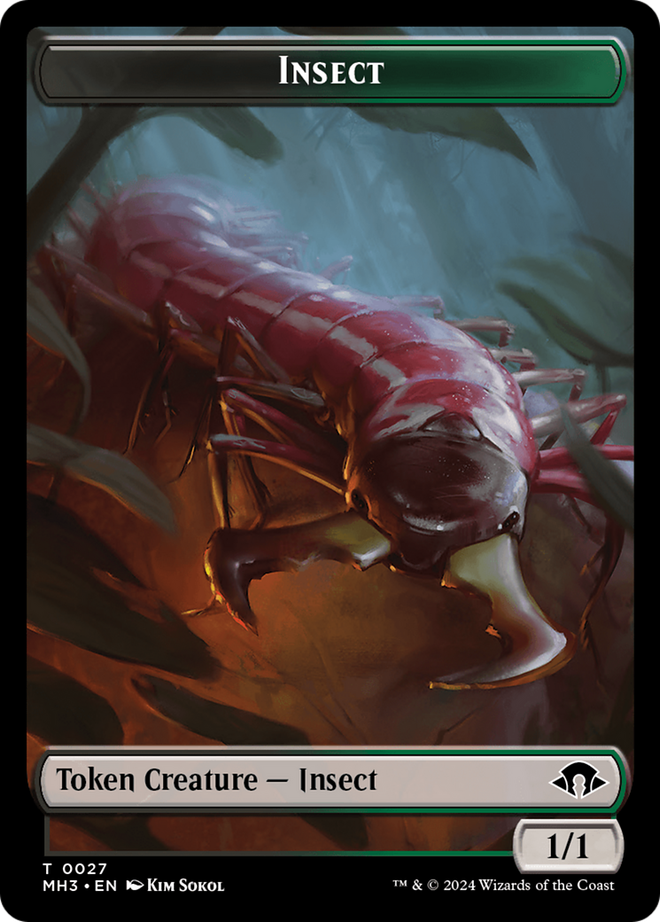 Zombie (Ripple Foil) // Insect (0027) Double-Sided Token [Modern Horizons 3 Tokens] | Golgari Games