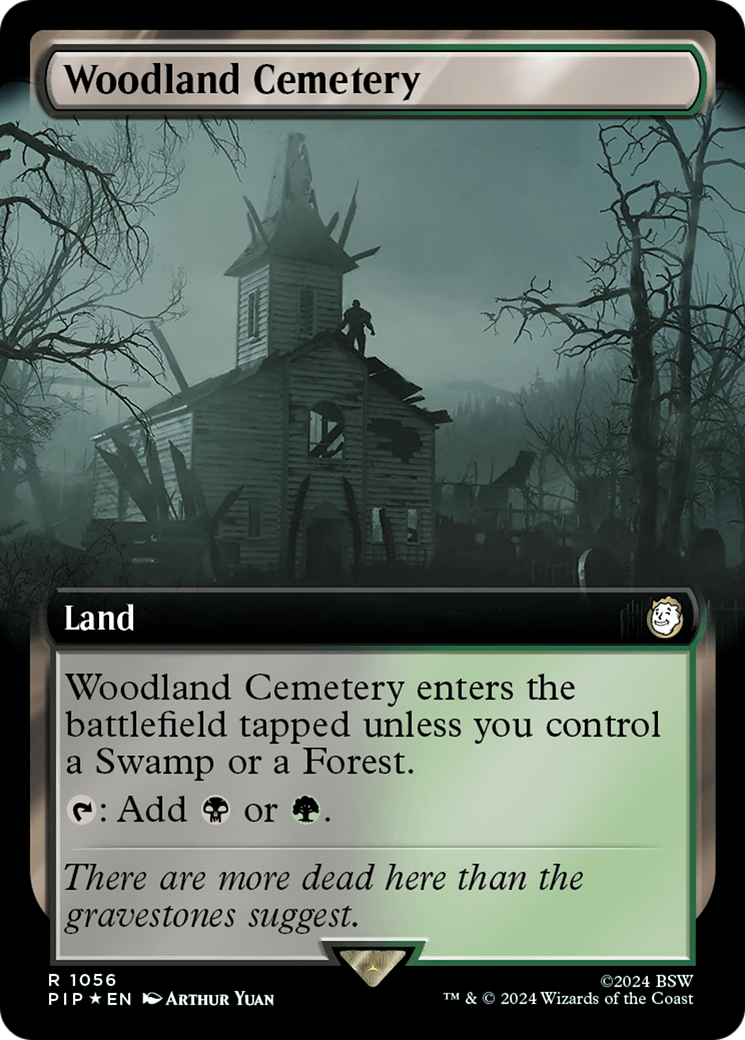 Woodland Cemetery (Extended Art) (Surge Foil) [Fallout] | Golgari Games