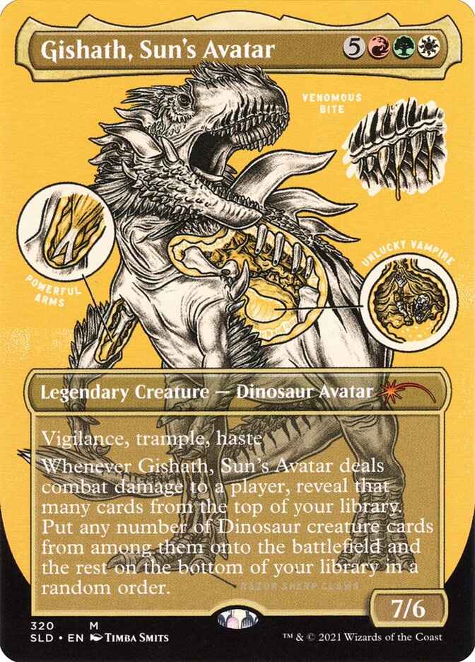 Gishath, Sun's Avatar (Borderless Foil Etched) [Secret Lair Drop Series] | Golgari Games