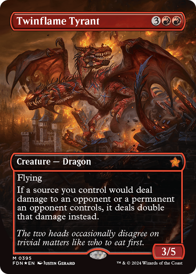 Twinflame Tyrant (Borderless) (Mana Foil) [Foundations] | Local Legends
