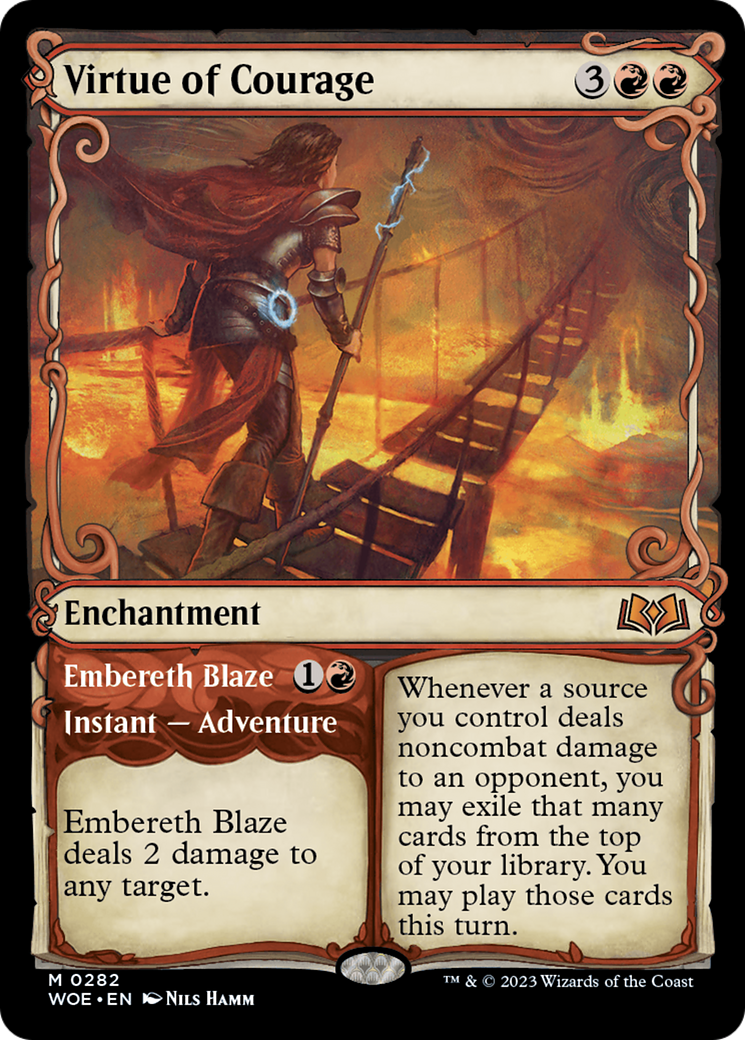 Virtue of Courage // Embereth Blaze (Showcase) [Wilds of Eldraine] | Local Legends