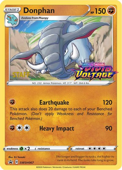 Donphan (SWSH067) (Staff Prerelease Promo) [Sword & Shield: Black Star Promos] | Local Legends