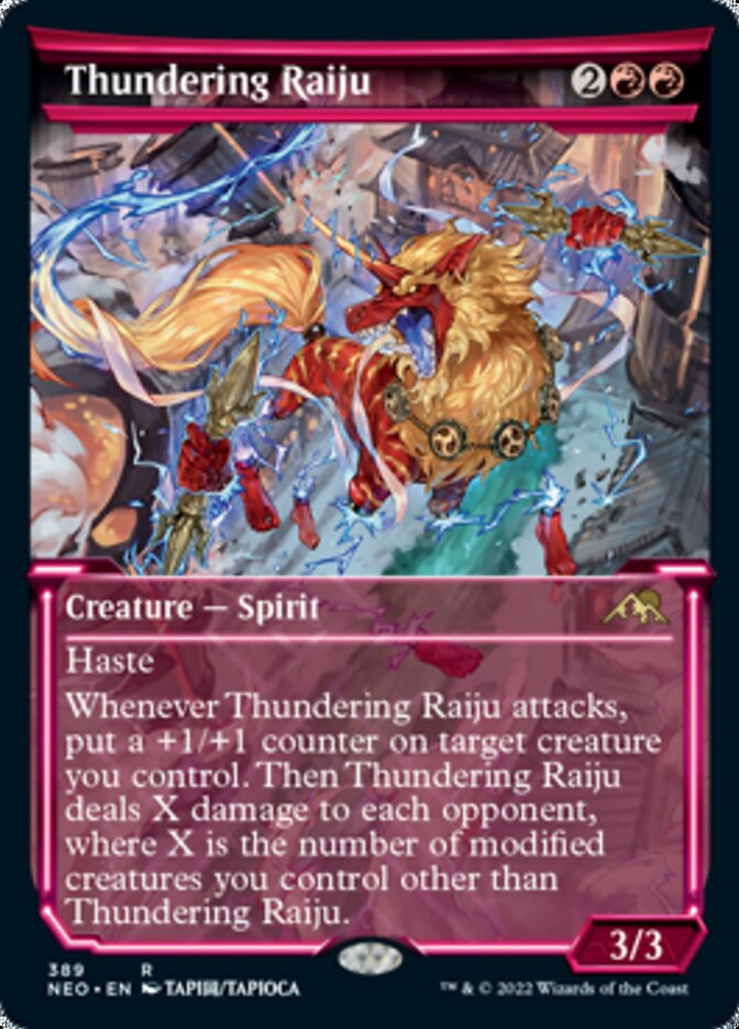 Thundering Raiju (Showcase Soft Glow) [Kamigawa: Neon Dynasty] | Golgari Games