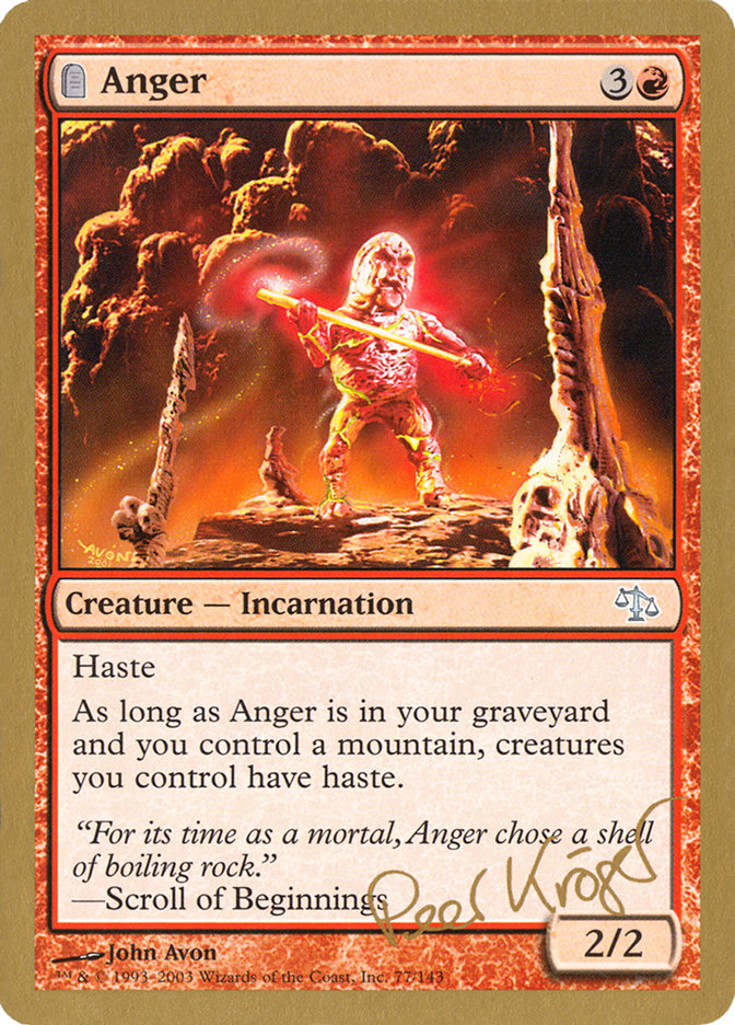 Anger (Peer Kroger) [World Championship Decks 2003] | Golgari Games