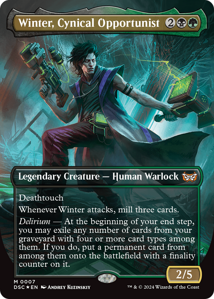 Winter, Cynical Opportunist (Borderless) [Duskmourn: House of Horror Commander] | Golgari Games