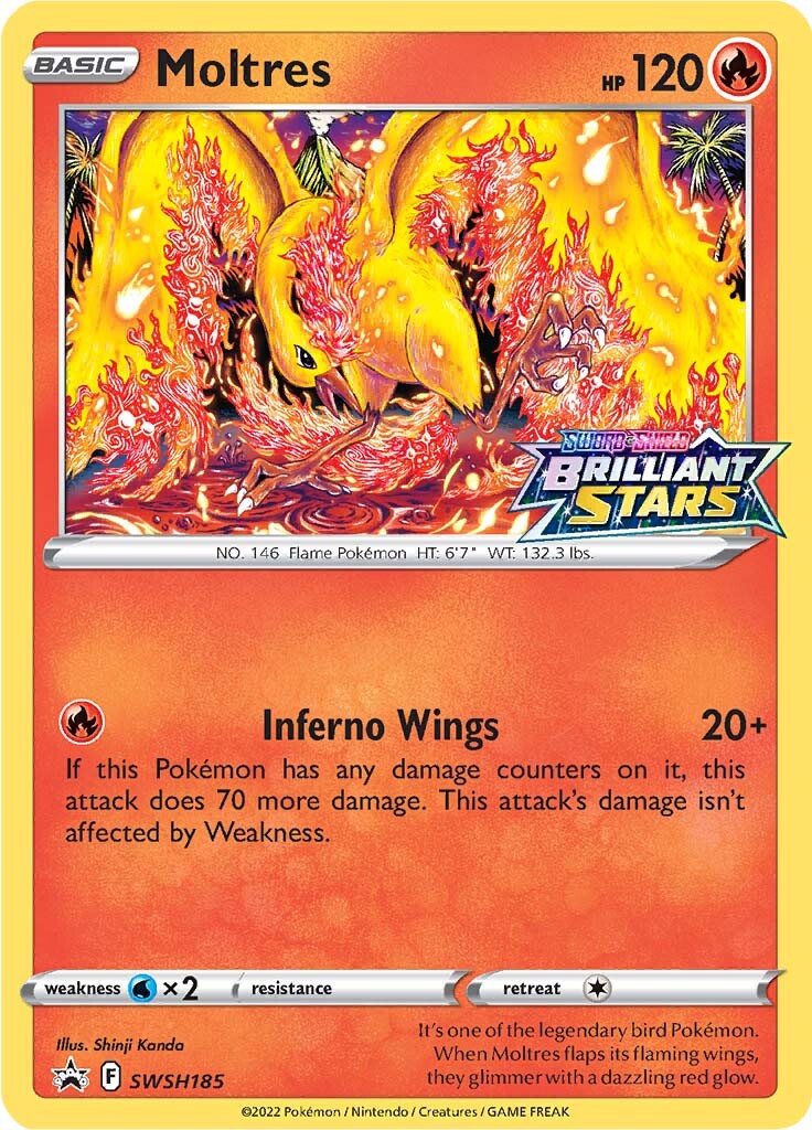 Moltres (SWSH185) (Prerelease Promo) [Sword & Shield: Black Star Promos] | Local Legends