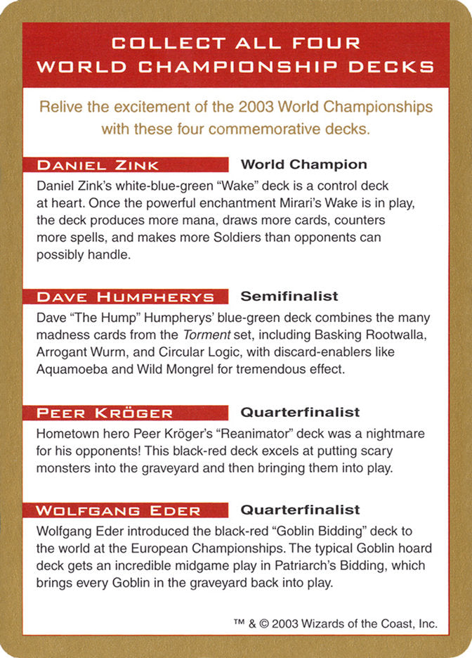 2003 World Championships Ad [World Championship Decks 2003] | Golgari Games