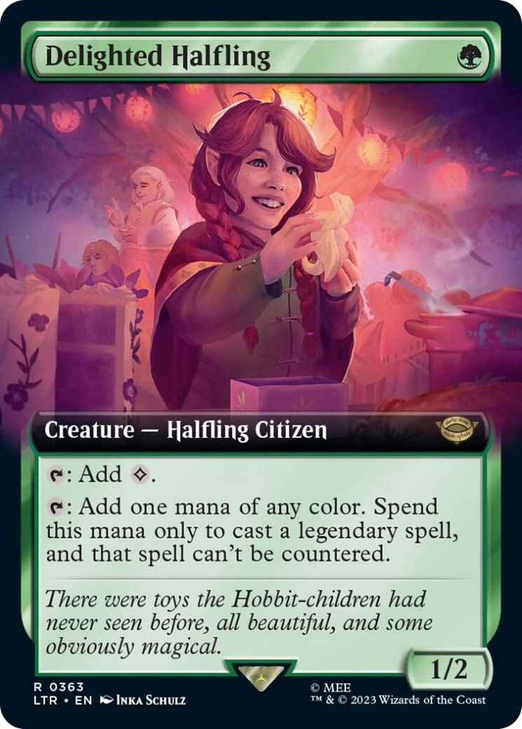 Delighted Halfling (Extended Art) [The Lord of the Rings: Tales of Middle-Earth] | Golgari Games