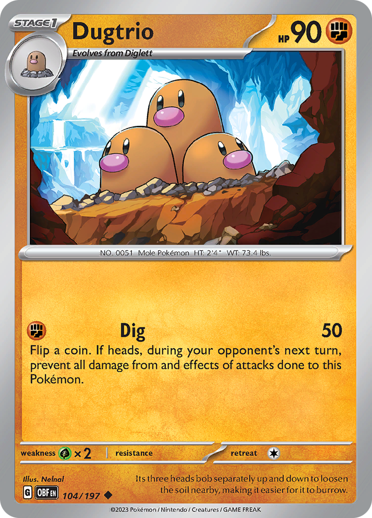 Dugtrio (104/197) [Scarlet & Violet: Obsidian Flames] | Golgari Games