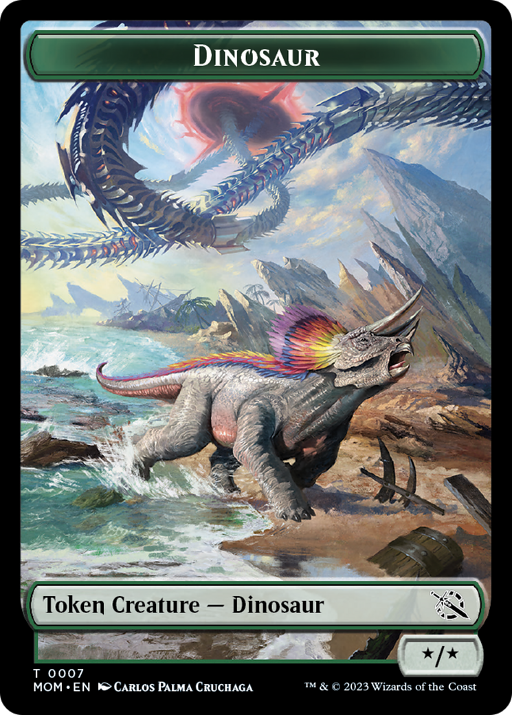 Warrior // Dinosaur Double-Sided Token [March of the Machine Tokens] | Golgari Games