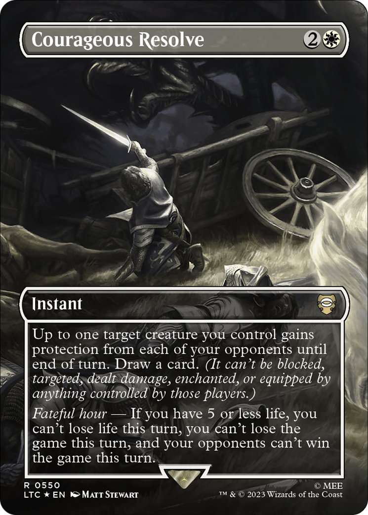 Courageous Resolve (Borderless) (Surge Foil) [The Lord of the Rings: Tales of Middle-Earth Commander] | Local Legends
