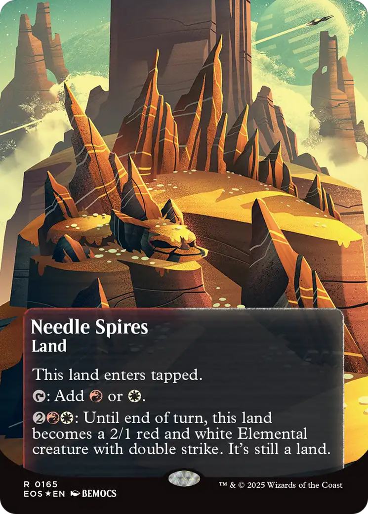 Needle Spires (0165) (Borderless) (Galaxy Foil) [Edge of Eternities: Stellar Sights] | Local Legends