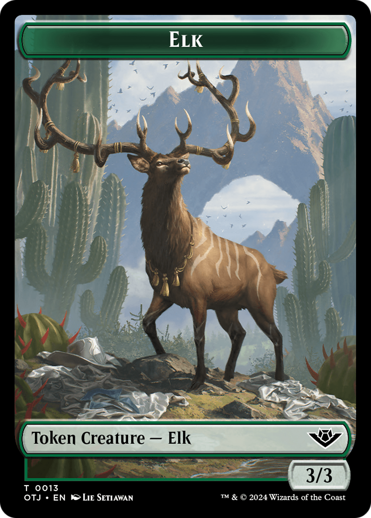 Treasure // Elk Double-Sided Token [Outlaws of Thunder Junction Tokens] | Golgari Games