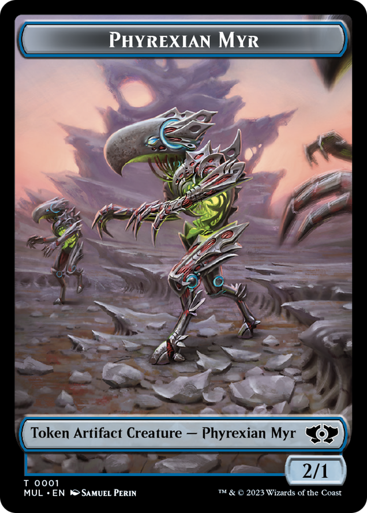 Phyrexian Myr // Wrenn and Realmbreaker Emblem Double-Sided Token [March of the Machine Tokens] | Golgari Games