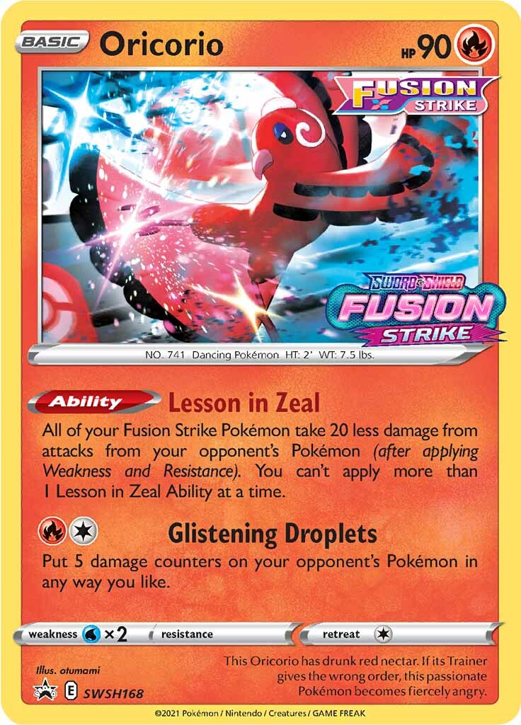 Oricorio (SWSH168) (Prerelease Promo) [Sword & Shield: Black Star Promos] | Local Legends