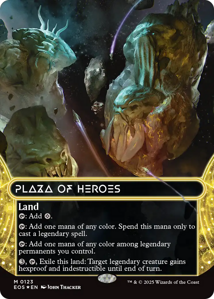 Plaza of Heroes (0123) (Borderless) (Galaxy Foil) [Edge of Eternities: Stellar Sights] | Local Legends