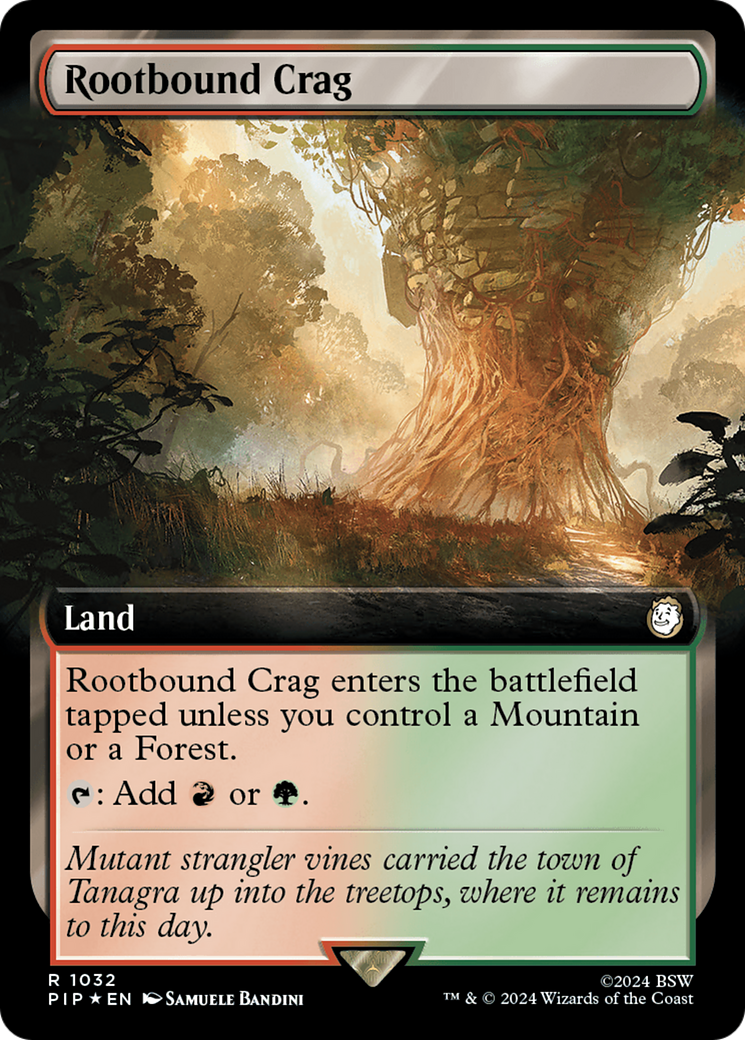 Rootbound Crag (Extended Art) (Surge Foil) [Fallout] | Local Legends